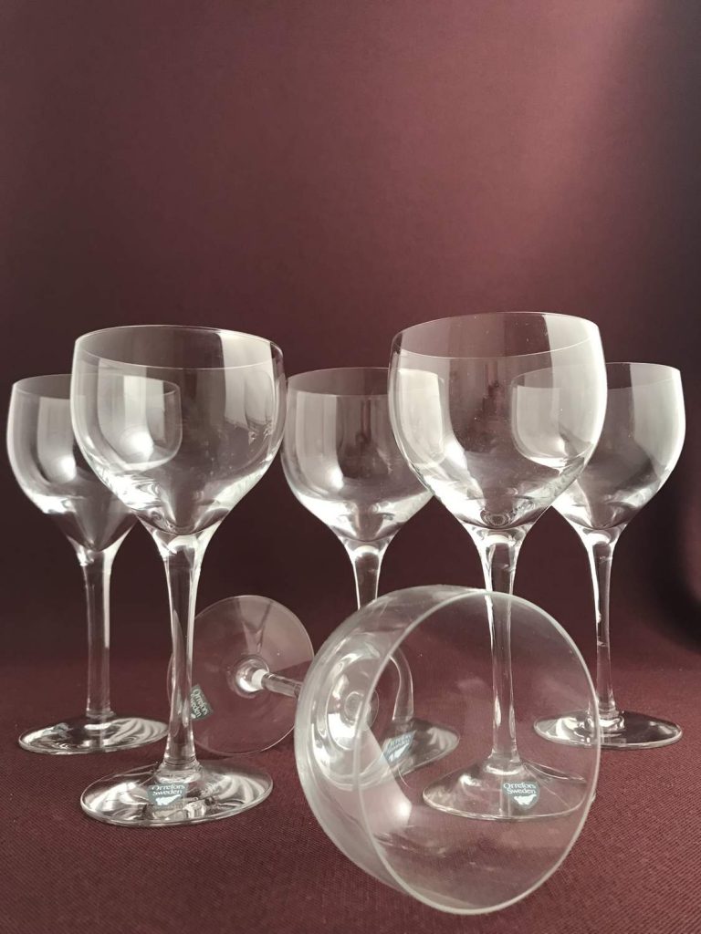 Orrefors Illusion 6 st Vit Vins glas Design Nils Landberg Glasprinsen