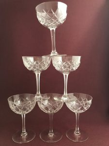 Kosta Boda Bror – 6 st champagneglas coupe i kristall – design Fritz Kallenberg – vintage