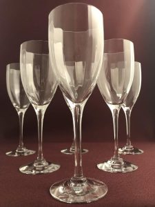 Orrefors Optica Symphony – 6 st rödvinsglas / Claret – design Gunnar Cyrén – vintage