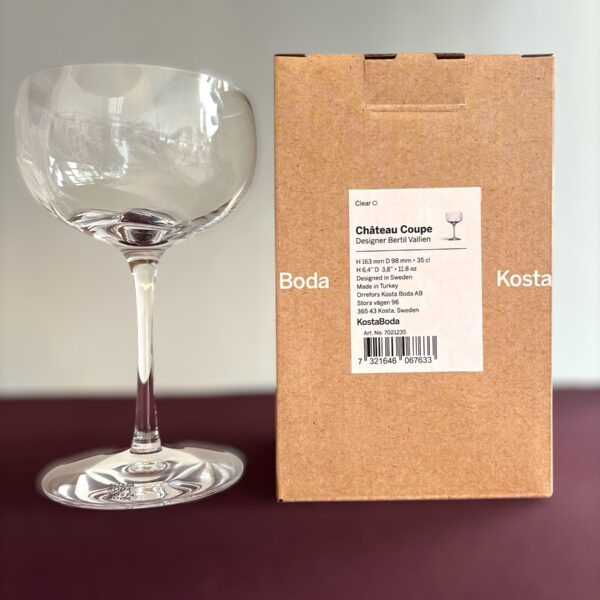 Kosta Boda Chateau champagne / Coupe glas med originalkartong design Bertil Vallien