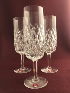 Orrefors Elisabeth Festival – 3 st champagneglas i kristall – design Ingeborg Lundin – vintage