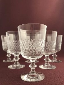 Kosta Boda Diamant – 6 st vitvinsglas – design Vicke Lindstrand – vintage