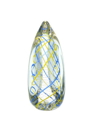 Bergdala Hyttan - Konstglas - Rain - blå / gul Design Roger Johansson