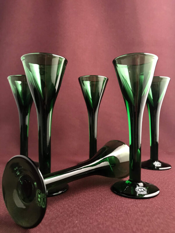 Reijmyre - Antik - 6 st Snaps - Grönt glas design Richard Juhlin