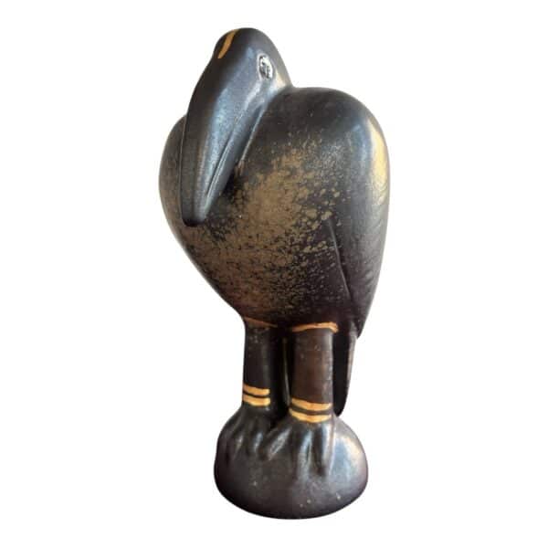 Gustavsberg - Fenix - Fågeln Fingal svart / Guld ringar på fötter design Lisa Larson
