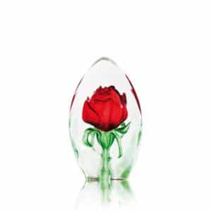 Målerås Floral Fantasy – Ros röd stor konstglas – design Robert Ljubez