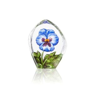 Målerås Floral Fantasy – Pensée gul/lila konstglas – design Mats Jonasson