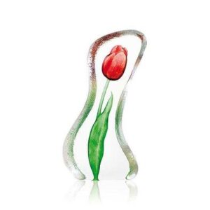 Målerås Floral Fantasy – Tulpan stor röd konstglas – design Robert Ljubez