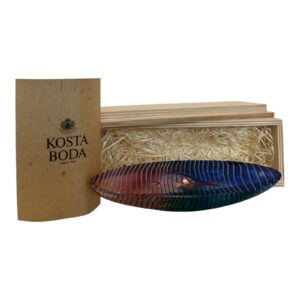 Kosta Boda Boat – konstglas Båt med trälåda – design Bertil Vallien – vintage