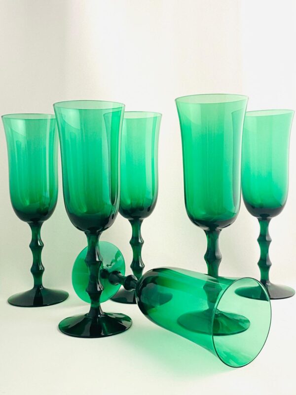 Orrefors - Salut - 6 st Champagneglas grön design Simon Gate