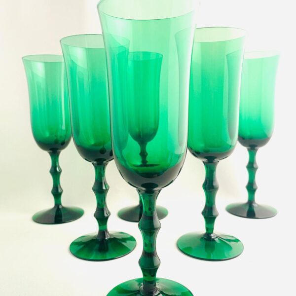 Orrefors - Salut - 6 st Champagneglas grön design Simon Gate