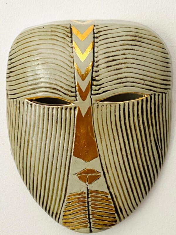 Gustavsberg - Mask- Mytologisk mask Guld / Grön design Lisa Larson
