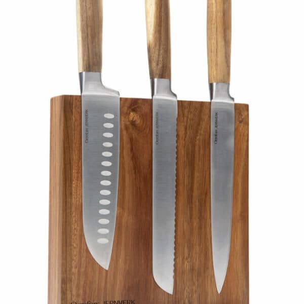 Orrefors - knivhållare / knivställ i akaciaträ har en kraftig magnet