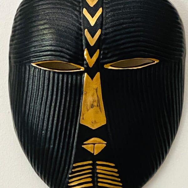 Gustavsberg - Mask- Mytologisk mask Guld / Svart design Lisa Larson