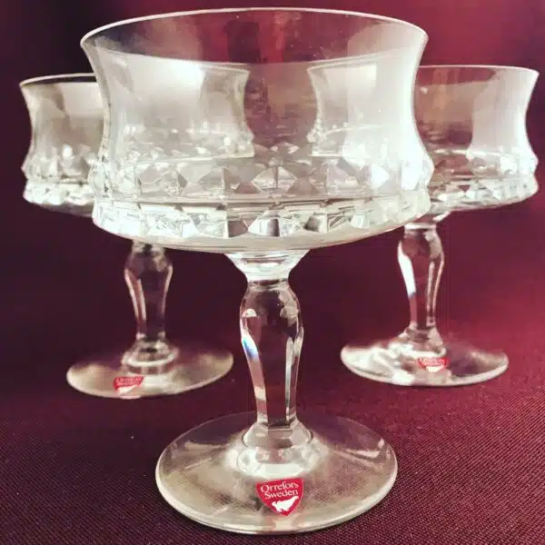 Orrefors - Silvia - 3 st Champagneglas coupe i kristall - Vintage - Designer Ingeborg Lundin