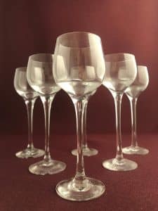 Orrefors Illusion – 4 st starkvins- och cognacsglas – design Nils Landberg – vintage
