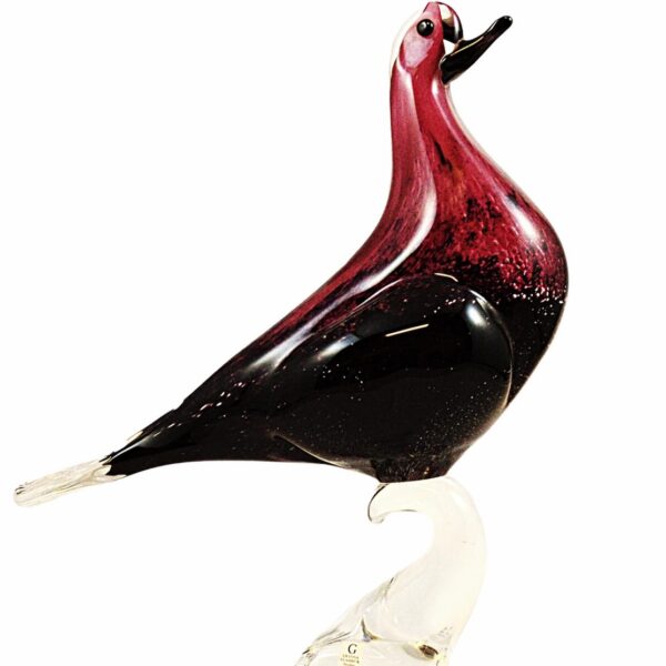 Gränna Glasbruk - Fågel - Svart / Rosa Duva design Germano Padoan