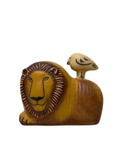 Gustavsberg – lejon med fågel, porslinsfigur – design Lisa Larson