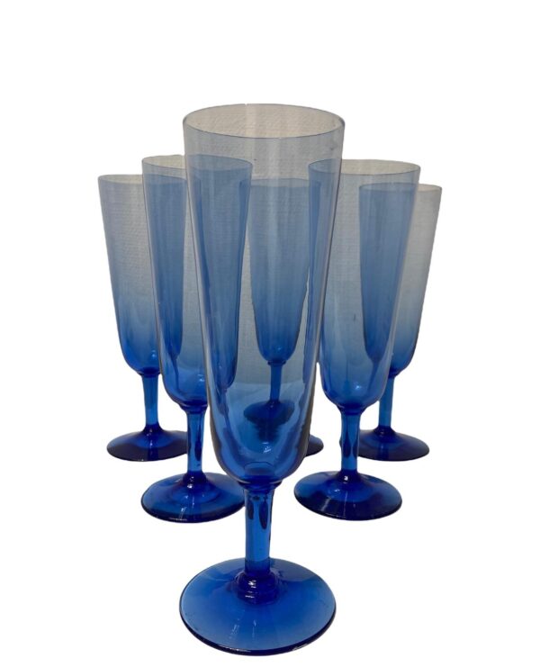 Reijmyre - 6 st Champagneglas - B6 blå design Monica Bratt