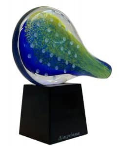 Glasprinsen Paddel – konstglas blå / gul