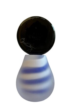 Glasprinsen - Hockey Puck - Konstglas Vit & blå frostat glas
