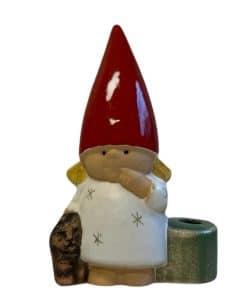 Gustavsberg – tomtefamiljen, Lillasyster, tomte med katt – design Lisa Larson