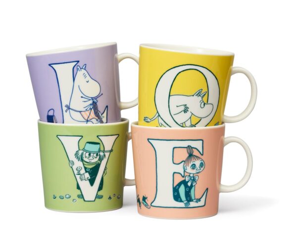 Arabia - Mumin / Moomin - 4 st ABC - Muggar - L O V E Design Tove Jansson