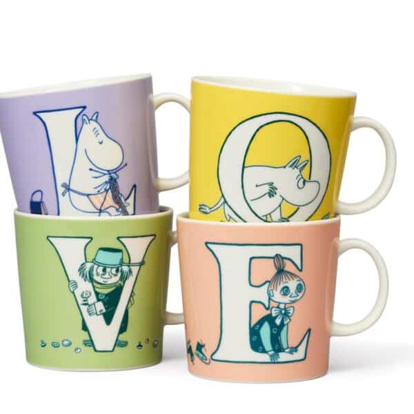 Arabia - Mumin / Moomin - 4 st ABC - Muggar - L O V E Design Tove Jansson