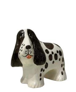 Gustavsberg - Figurin - Kennel - Spaniel Svart/Vit design Lisa Larson