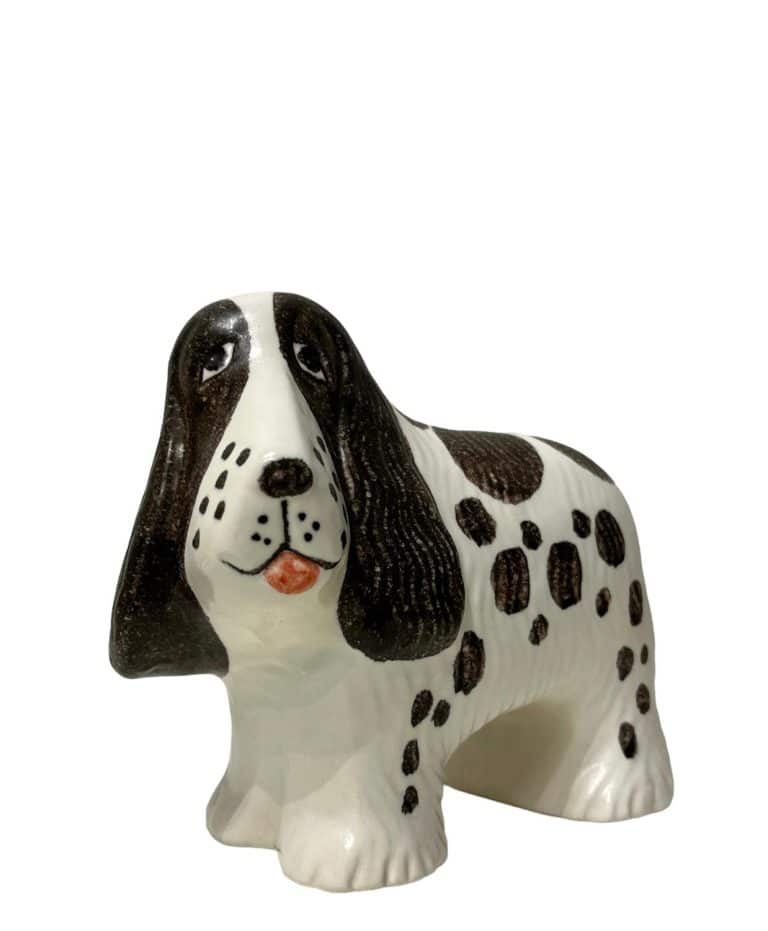 Gustavsberg - Figurin - Kennel - Spaniel Svart/Vit design Lisa Larson