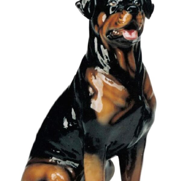 Glasprinsen - Figurin - Hund - Stor Rottweiler porslin Höjd 70 cm