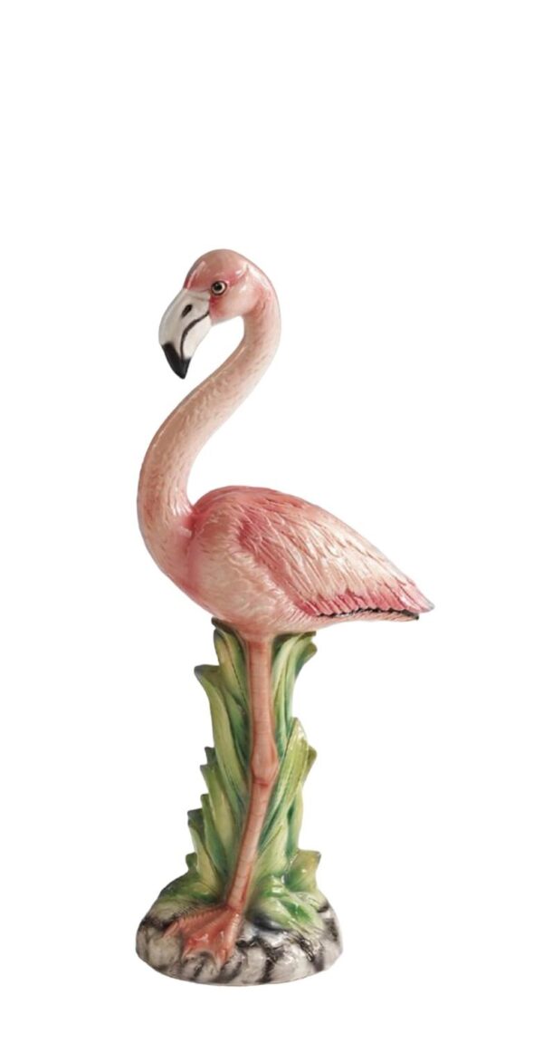Glasprinsen - Figurin - Fågel - Flamingo - porslin Höjd 70 cm