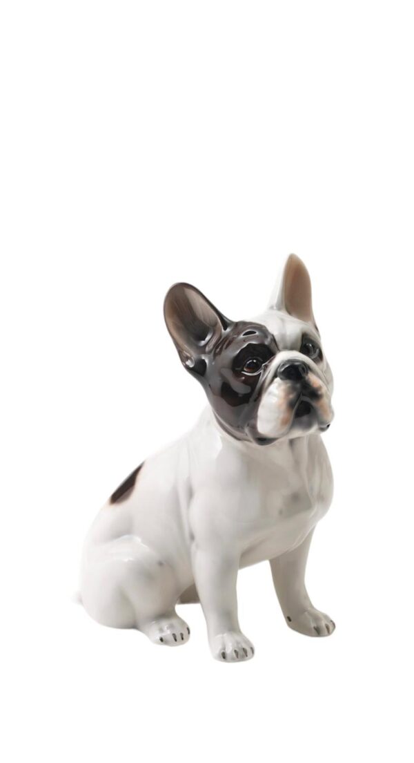 Glasprinsen - Figurin - Hund - Fransk Bulldog porslin Höjd 34 cm .
