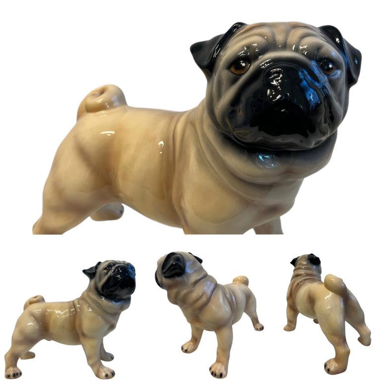 Glasprinsen - Figurin - Hundar - Mops porslin Höjd 29 cm