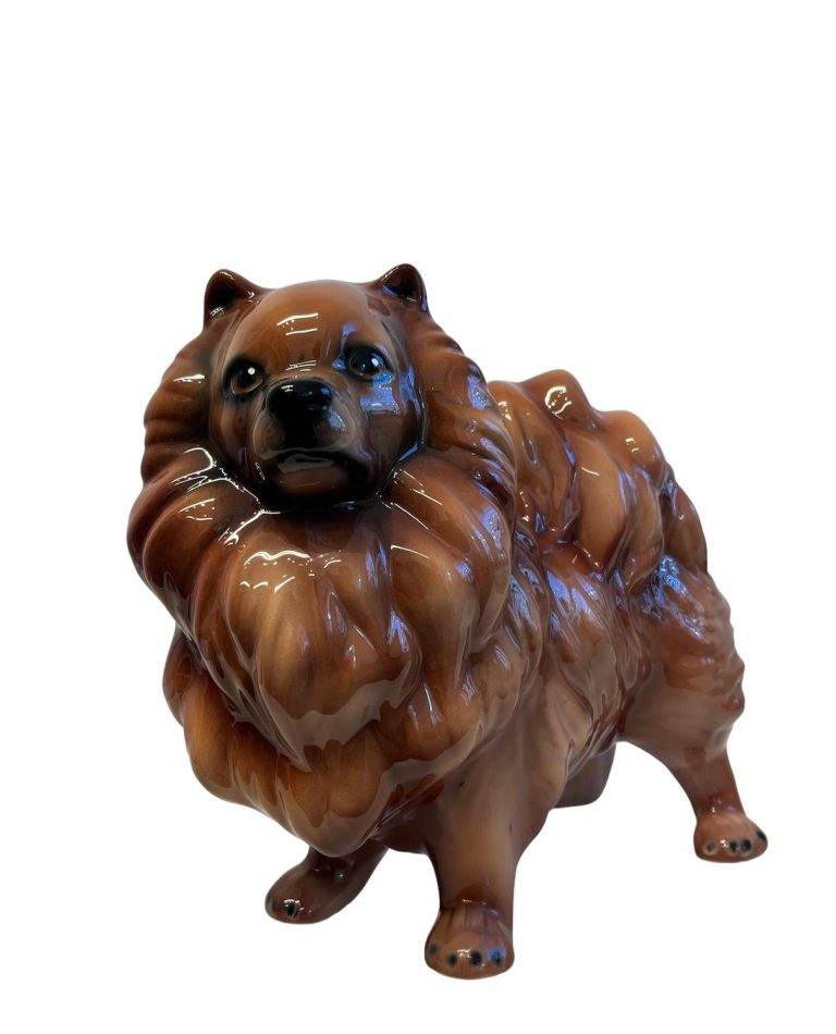 Glasprinsen - Figurin - Hundar - Pomeranian porslin Höjd 15 cm