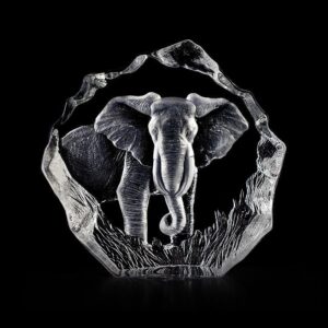 Målerås Wildlife – elefant konstglas 19 x 18,5 cm – design Mats Jonasson