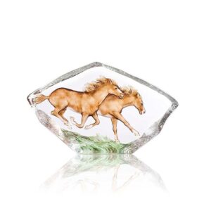 Målerås Wildlife målad – Hästar stor brun konstglas – design Mats Jonasson