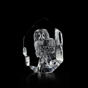 Målerås Wildlife – Kattuggla konstglas 9 x 12,5 cm – design Mats Jonasson