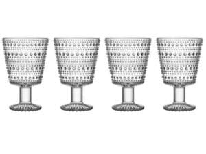 Iittala Kastehelmi – 4 st vinglas på fot 26 cl klarglas – design Oiva Toikka