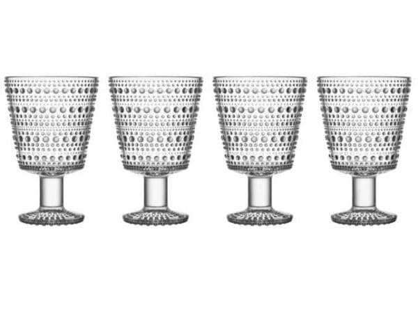 Iittala - Kastehelmi - 4 st Vinglas på fot 26 cl klarglas Design Oiva Toikka