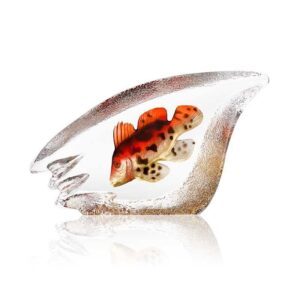 Målerås Wildlife målad – korallfisk orange stor konstglas – design Mats Jonasson