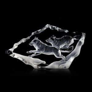 Målerås Wildlife – Vargpar konstglas – design Mats Jonasson
