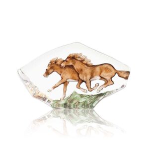 Målerås Wildlife målad – Hästar liten brun konstglas – design Mats Jonasson