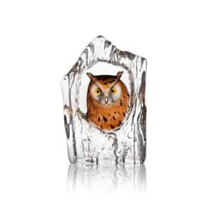 Målerås Wildlife målad – Berguv konstglas – design Mats Jonasson