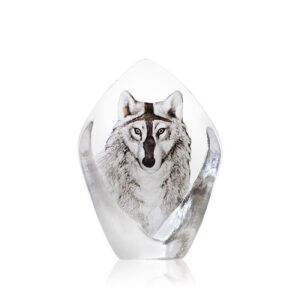 Målerås Wildlife målad – Varg konstglas 10 x 14 cm – design Mats Jonasson
