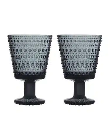 Iittala - Kastehelmi - 6 st Vin glas på fot 26 cl Mörkgrå Designer Oiva Toikka