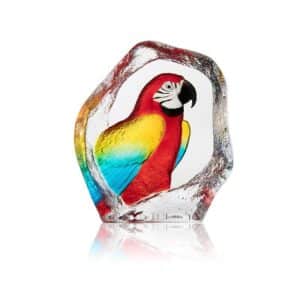 Målerås Wildlife målad – Papegoja konstglas – design Mats Jonasson