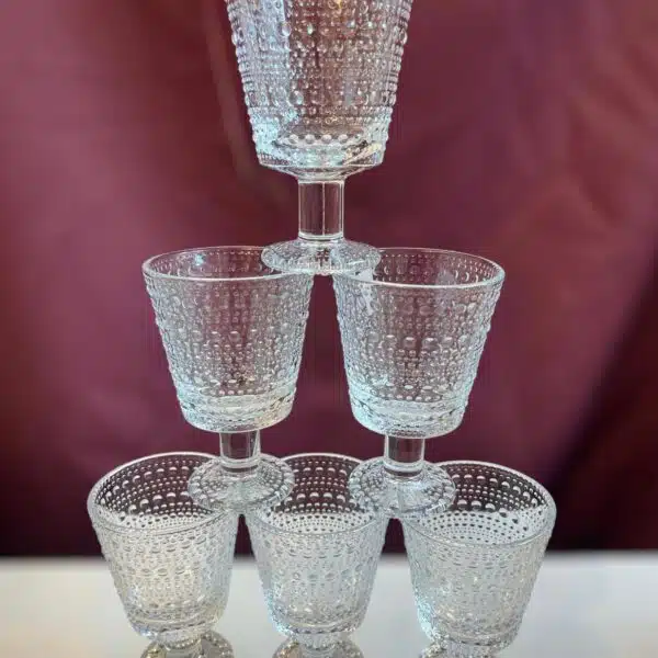 Iittala Kastehelmi – 6 st vinglas på fot 26 cl klarglas – design Oiva Toikka