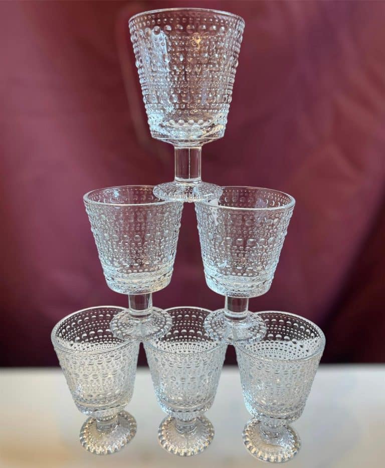 Iittala - Kastehelmi - 6 st Vinglas på fot 26 cl klarglas Design Oiva Toikka