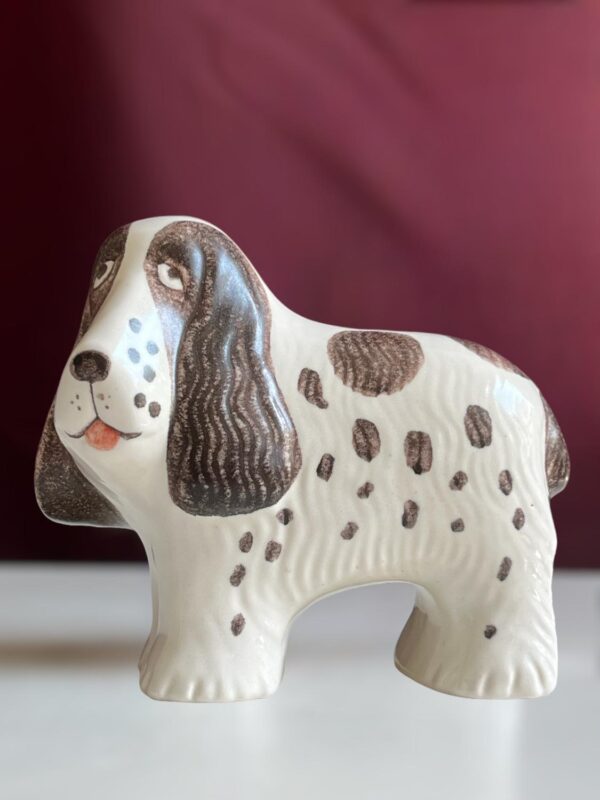 Gustavsberg - Figurin - Kennel - Spaniel Svart/Vit design Lisa Larson